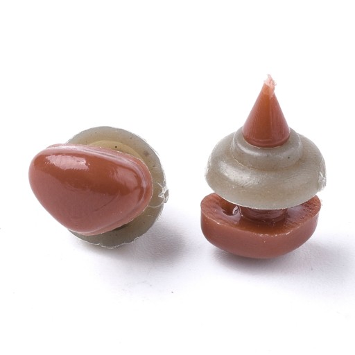 Nosy bezpečné pre hračky, plastové, trojuholníkové, hnedé, 12 x 15 mm, 50 kusov