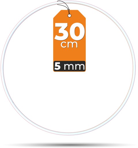 HRUBÁ kovová obruč pre makramé, BIELA, 30 cm, 5 mm
