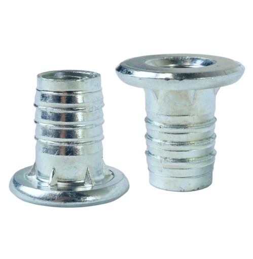 Zásuvka 10x M8 x 16 mm s límcom na prírodné drevo, biely pozink