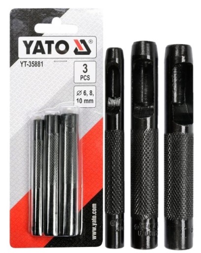 DIEROVAČE, OTVORY PRE KOŽU, GUMU, KARTÓN, TEXTIL 6, 8, 10 mm YT-35881