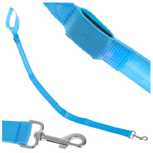 Svietiace vodítko pre psa s LED lampou 2,5x120cm modré