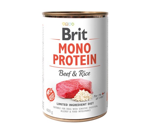 BRIT MONO PROTEIN WET DOG FOOD - hovädzie mäso s hnedou ryžou 400g
