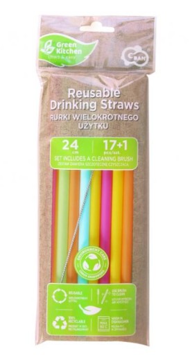 Pretrepte hrubé opakovane použiteľné slamky + čistič 18 ks