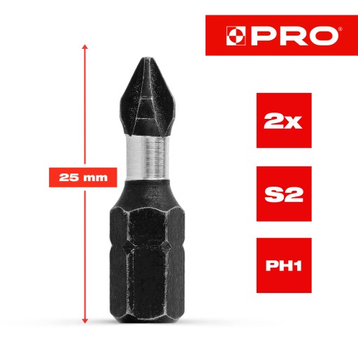 NÁRAZOVÉ HROTY NÁRAZOVÝ BIT SILNÝ SKRUTKOVACÍ BIT PH1 25 MM