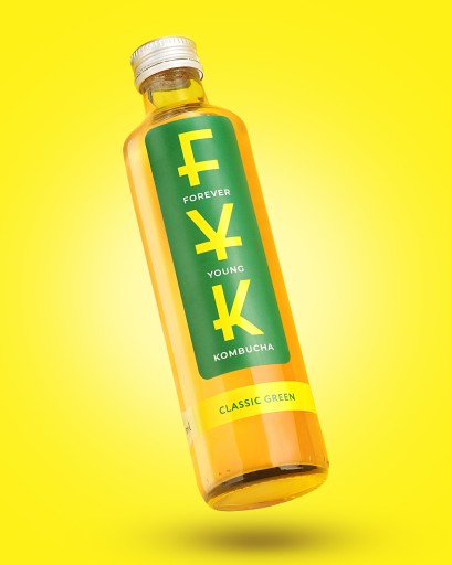 Kombucha Klasický zelený čaj 0,25L Forever Young FYK nápoj 250ml ZELENÝ