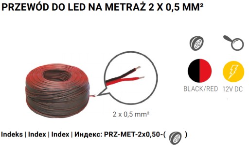 LED KÁBEL 2X0,50MM ČIERNY
