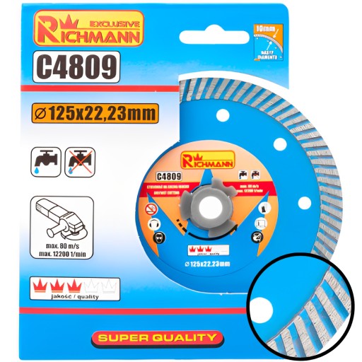 TURBO DIAMANTOVÝ DISK 125 mm 22,23 mm BETÓNOVÁ TEHLA PRE BRÚSKU RICHMANN