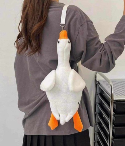 BATOH MASKOT PLYŠOVÁ HRAČKA HUSKA KÁČKA VEĽKÁ 40 cm chlpatá módna hračka biela