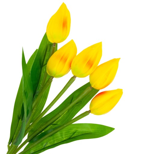 TULIPÁNOVÁ KYTICA Z PENOVÝCH TULIPANOV X5 ŽLTÉ UMELÉ TULIPANY V KYTICI