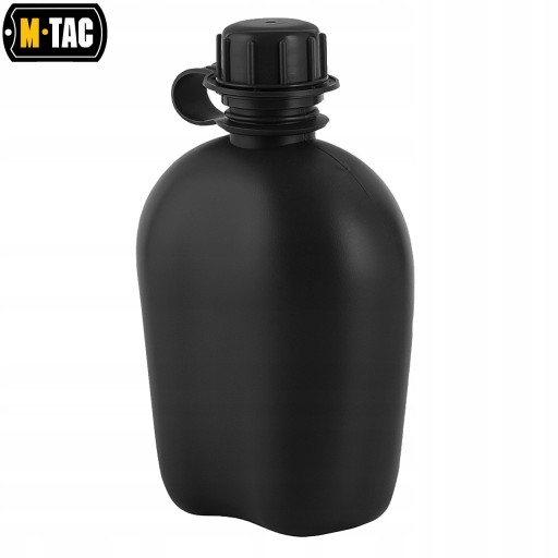 Vojenská turistická jedáleň, fľaša na vodu, jedáleň M-Tac, 1 l, čierna