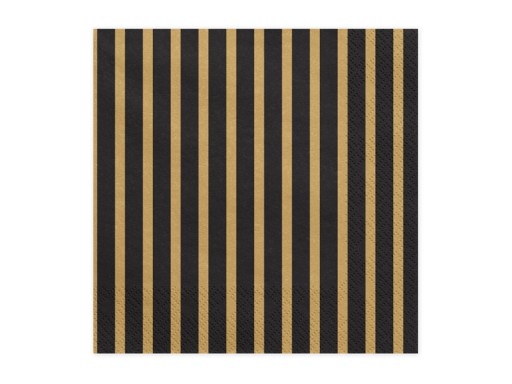 STRIPES zlaté obrúsky, čierne narodeninové ozdoby