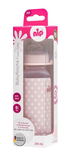 NIP Štandardná fľaša 250 ml, dievča, 0-6m, M silikónový cumlík