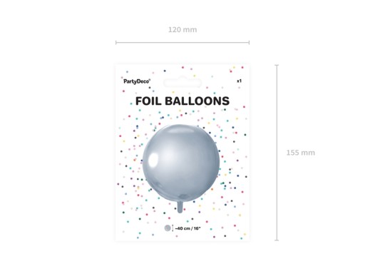 Guľový fóliový balón, 40 cm, strieborný