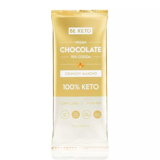 BeKeto Vegan Keto Čokoláda s MCT olejom 80g - Chrumkavá mandľa
