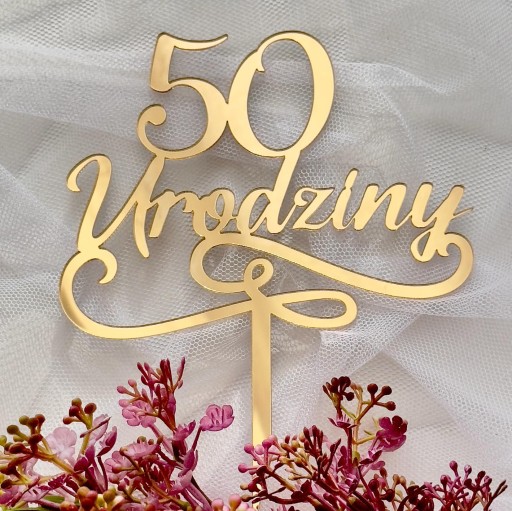 50. narodeniny Narodeninový topper 50 rokov dekorácia ZLATÉ PLEXI zrkadlo