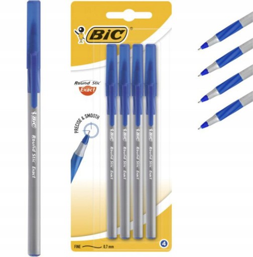 univerzálne guľôčkové pero BLUE náplň Bic ROUND STICK sada 4 PER