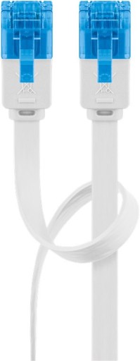 Sieťový patch kábel LAN RJ45 cat.6A plochý U/UTP, biely 0,5 m