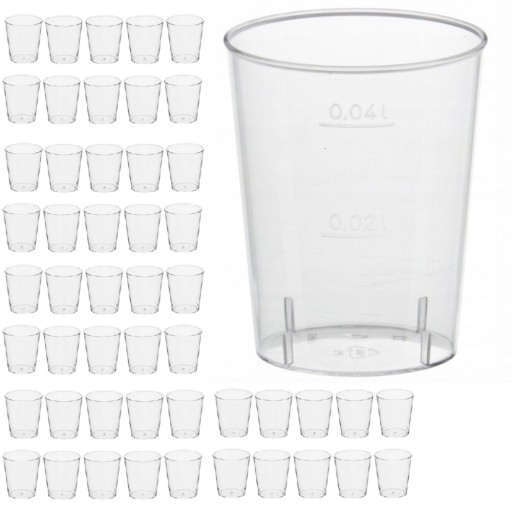 Jednorazové malé, pevné plastové poháre na vodku, sada 40ml x 50