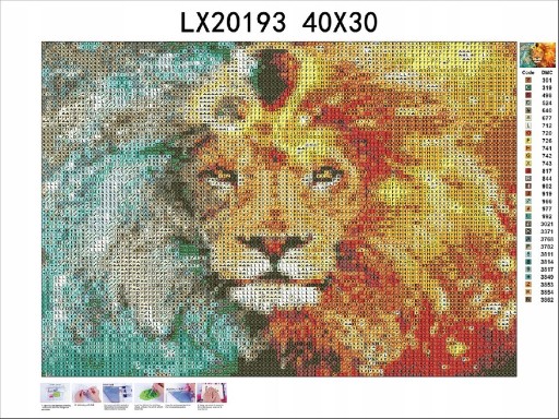 DIAMANTOVÁ VÝŠIVKA Diamantová maľba Diamantová mozaika 5d pre deti Lion