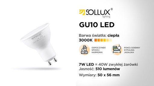 GU10 LED žiarovka 7W 3000K - 510lm