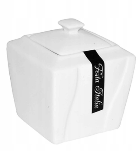 CUKORNÍK Štvorcová porcelánová CUKRIČKA, BIELA