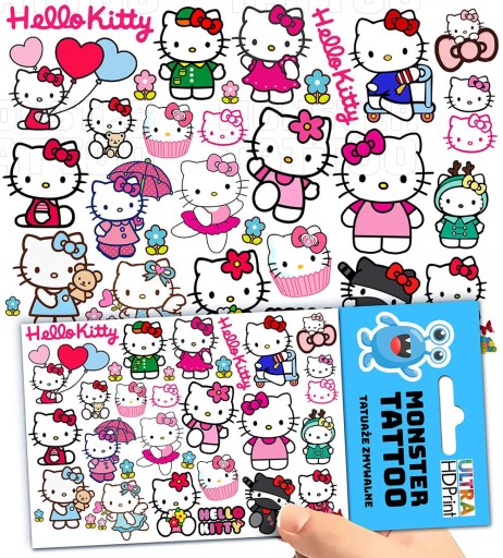 UMÝVAJÚCE DOČASNÉ TETOVANIE PRE DETI HELLO KITTY ORIGINÁLNE DIZAJNY