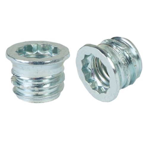Zásuvka M8 x 10 mm, dvojzávitová, skrutkovacia, skrutka do dreva, zapustená
