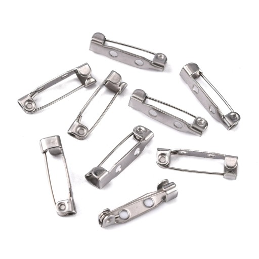 10 ks. zapínanie, strieborný brošňový základ 20x5mm