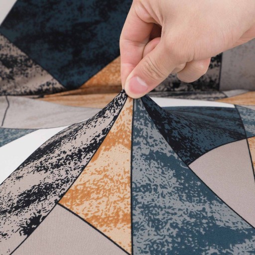 POTAH NA STOLIČKU GEOMETRICKÉ VZORY šedá oranžová námornícka modrá