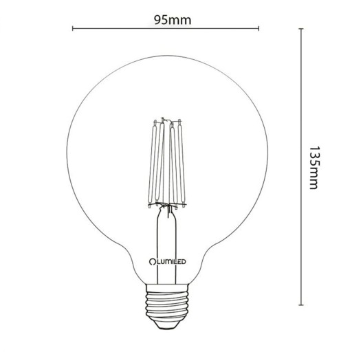 LED žiarovka E27 G95 FILAMENT 8W GLOBE LUMILED