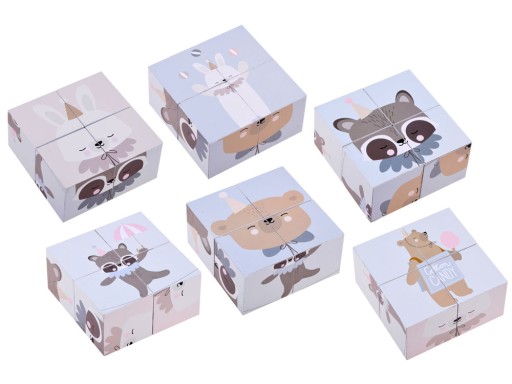 Drevené kocky puzzle zvieratká obrázky ZA4114