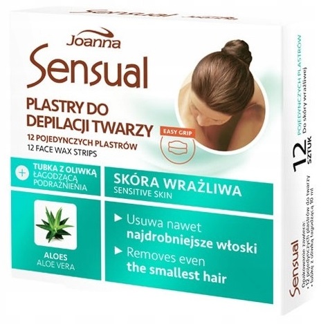 Joanna Sensual Aloe pásiky na depiláciu tváre 12 ks + tuba s olivovým olejom