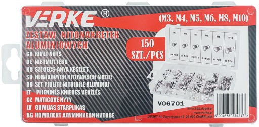 OCEĽOVÉ NITOVACIE MATICE VEĽKÁ SADA OCEĽOVÝCH NITOVACÍCH MATIC M3-M10 150KS