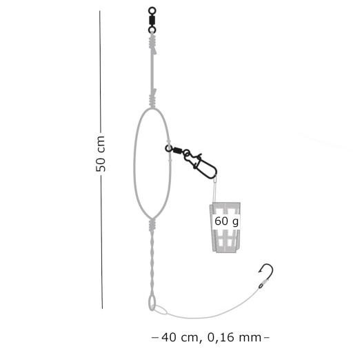 Symetrická slučka Rigged košíková sada 60g háčik