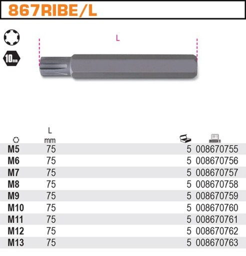 KĽÚČOVÝ KONCOVÝ BIT 10 MM RIBE BETA LONG M 11