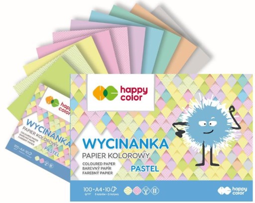 Zošit z farebných papierových výrezov, A4/10 listov, Happy Color pastel