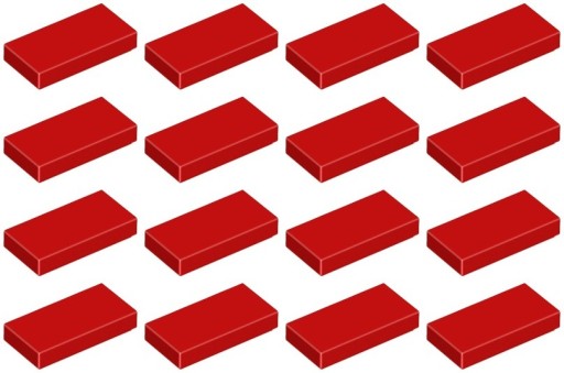 LEGO TILE 3069b 1x2 červená NOVINKA (4g) 16 ks.