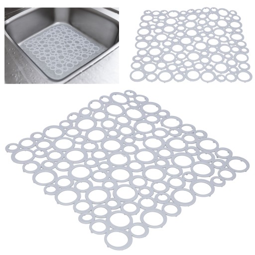 GRATKA gumová podložka pod drez, štvorcová, 28 cm, sivá kuchynská podložka, vložka