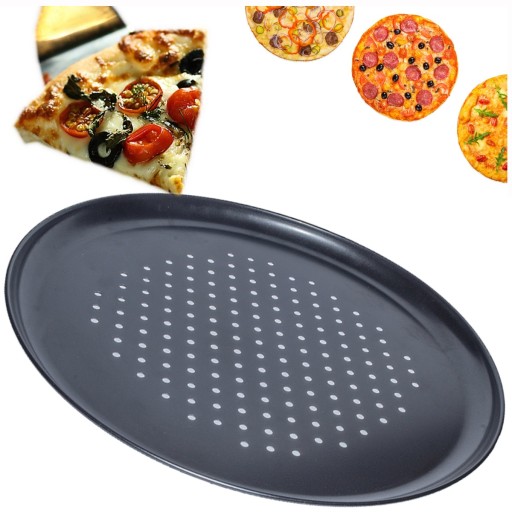 Oceľová forma na pečenie pizze, okrúhly plech, dierovaný plech, 32 cm