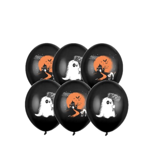 Balóniky čiernych duchov, 6 kusov, HALLOWEEN GHOST