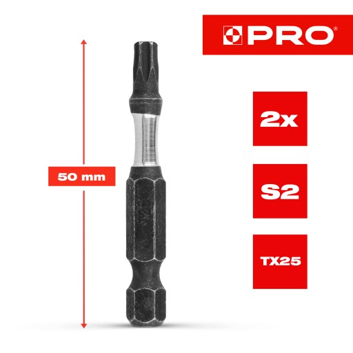 Nárazový bit Nárazové bity TX25 50mm | Nárazový bit pre skrutkovač 2 ks.