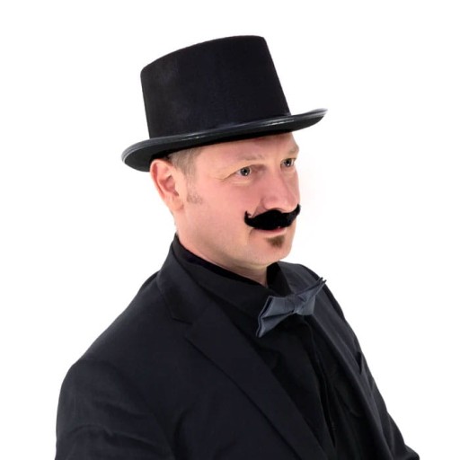 ČIERNY HLADKÝ CYLINDROVÝ ČIAPOK NA KARNEVAL