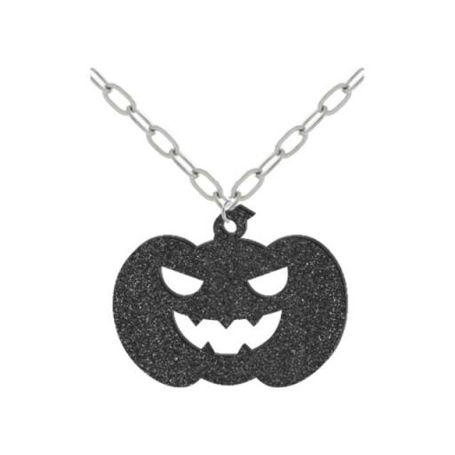 Prívesok náhrdelník HALLOWEEN čierne BAD PUMPKIN trblietky