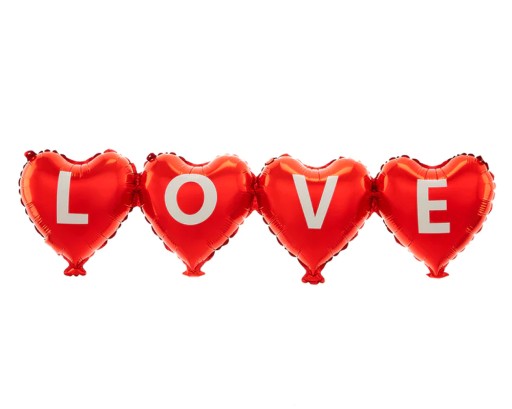 Balónová girlanda červené srdiečka LOVE 101 cm