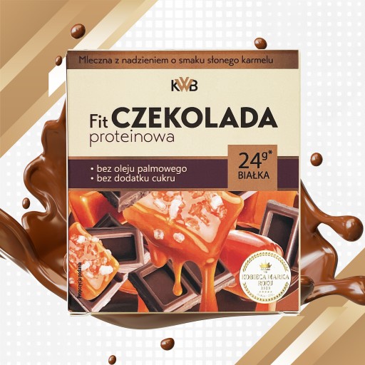 FIT Proteínová čokoláda 80g KWB mlieko s príchuťou slaného karamelu