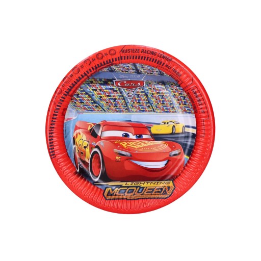 8 ks Cars 3 Cars papierové taniere Zygzag, 23 cm