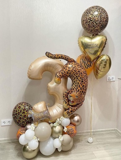 FÓLIOVÝ BALÓN, ČÍSLO 3, KRÉM, Boho KARAMEL, 100CM