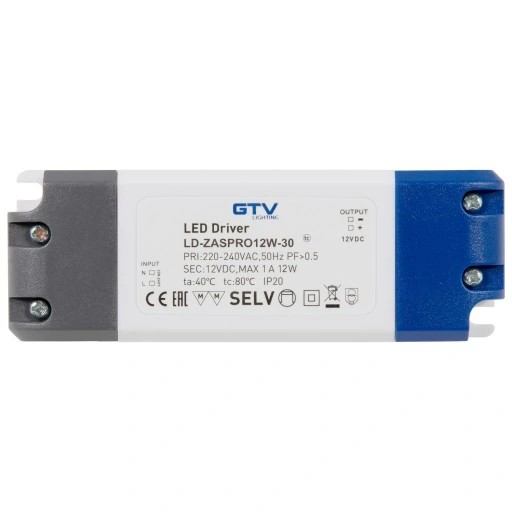 NAPÁJACÍ TRANSFORMÁTOR LED PRO GTV 12V 12W IP20 NAPÄTIE 220-240 V
