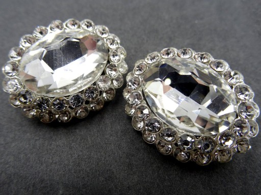 27mm Ozdobné gombíky 1ks STRIEBORNÉ zirkóny SILVER OZ13 16540