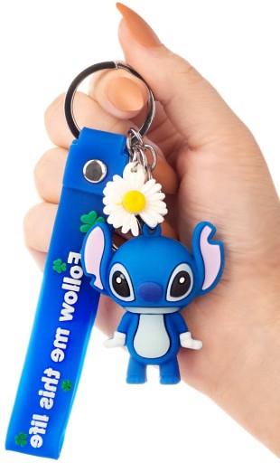 Medvedík kľúčenka na kľúče od tašky Stitch sedmokráska medvedík modrý Medvedík Kabelky